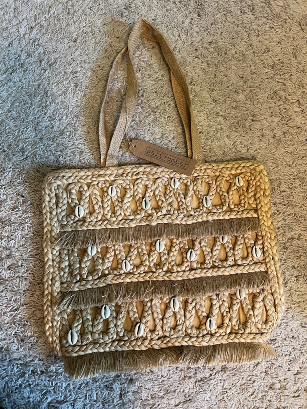 Salt + Umber Isla Jute Seashell Tote